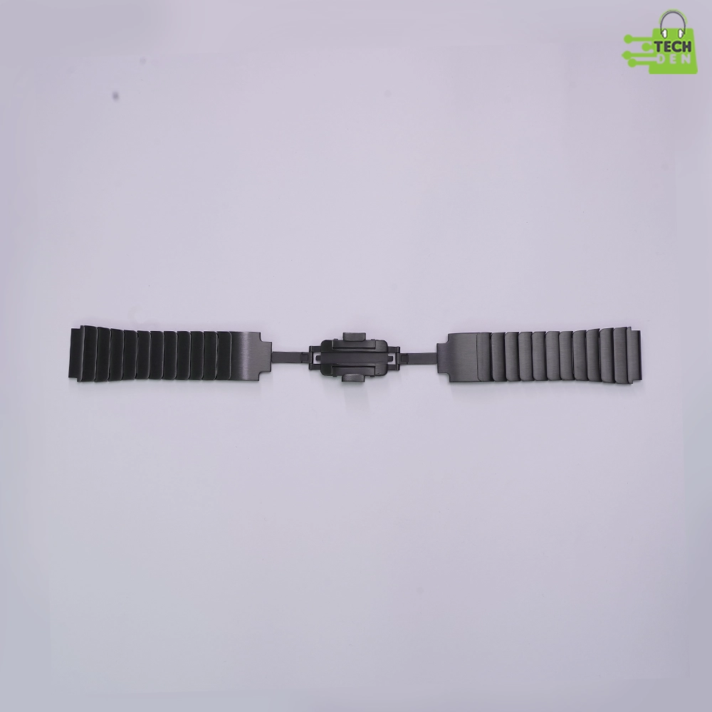 Premium Brushed Metal Link Watch Strap with Double Button Push Clasp