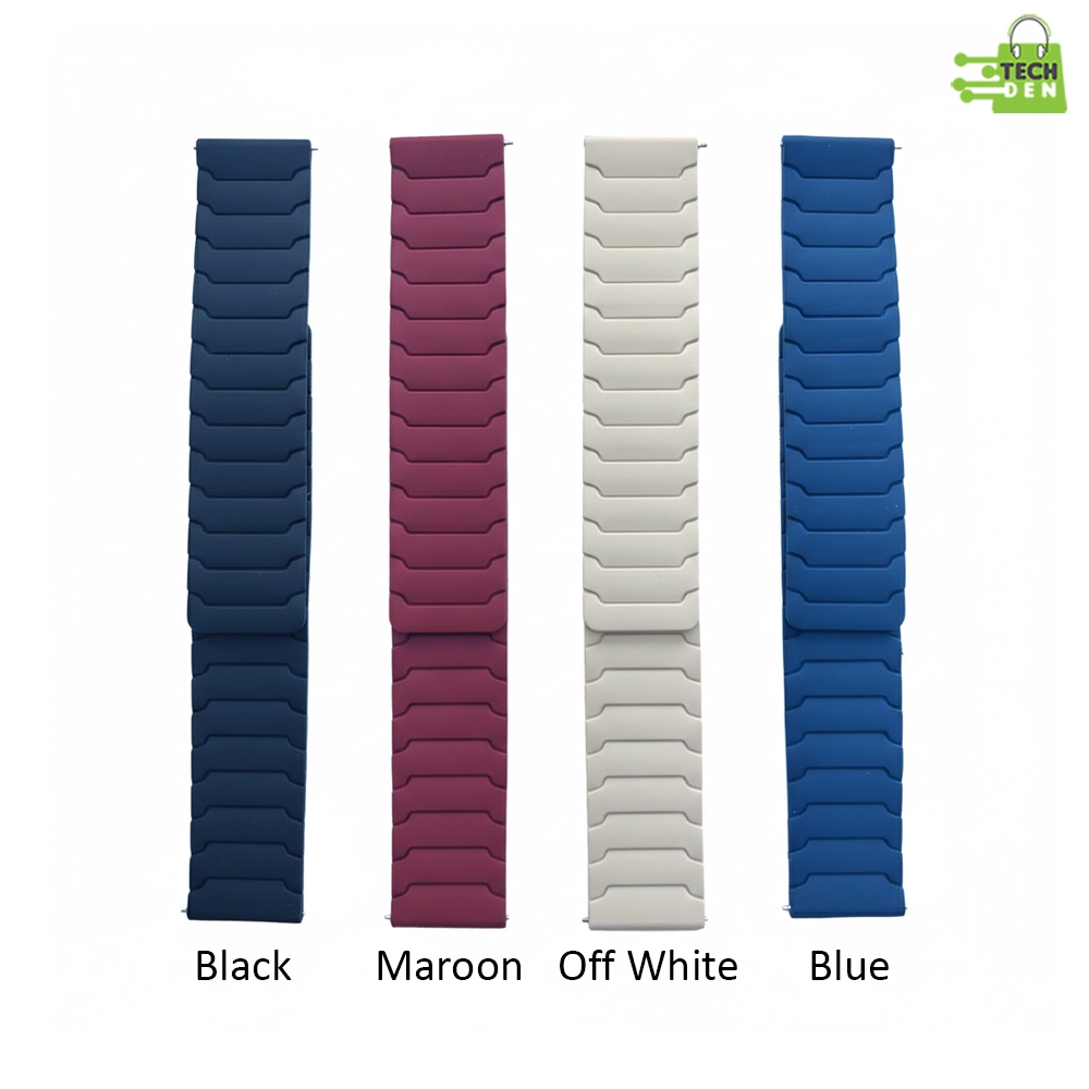 Premium Segmented 22mm Silicone Soft Magnetic Strap For Smart Watch