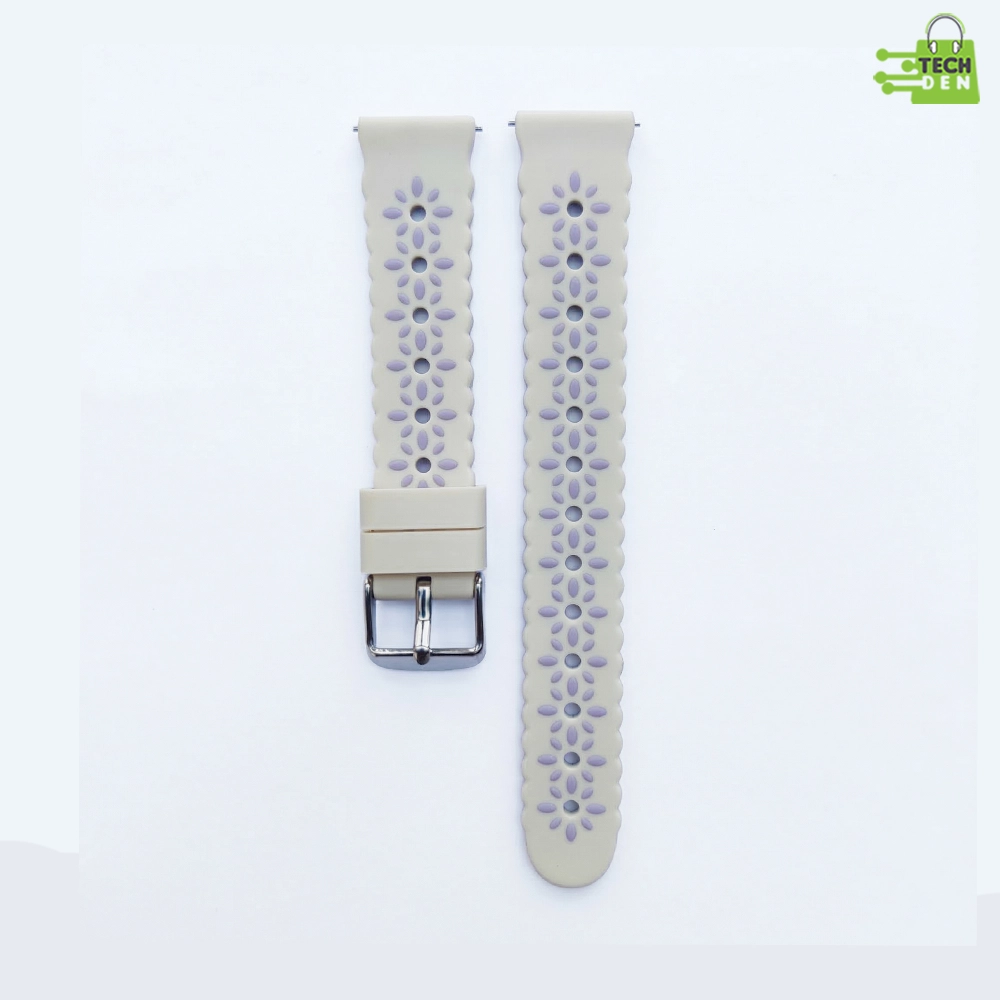 18mm Premium Floral Cutout Silicone Smartwatch Strap