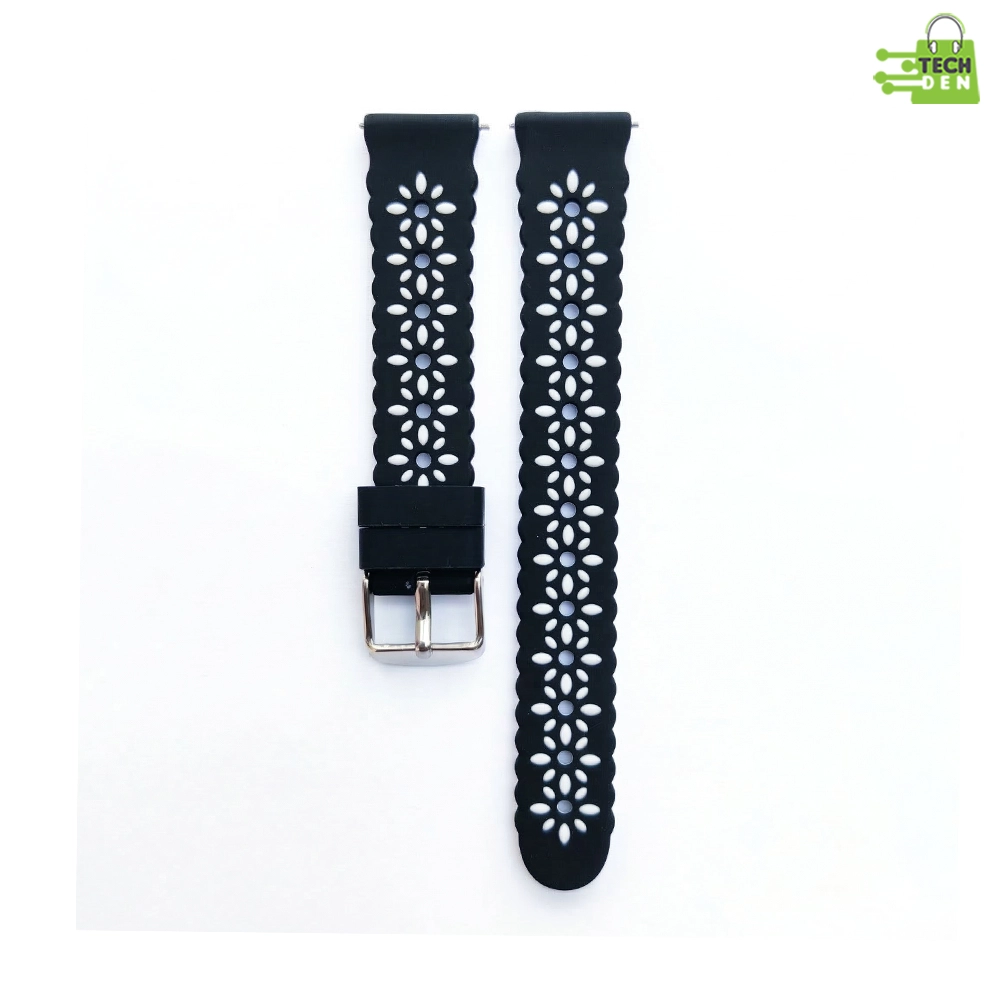 18mm Premium Floral Cutout Silicone Smartwatch Strap