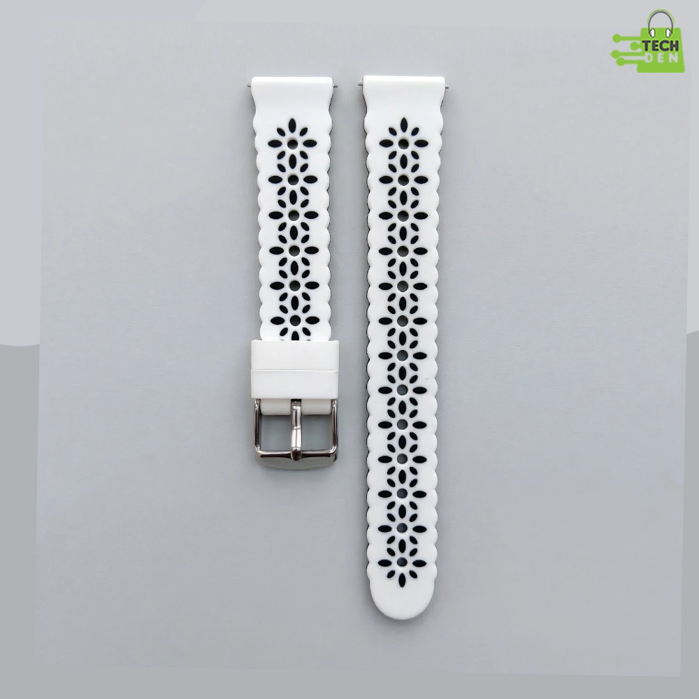 18mm Premium Floral Cutout Silicone Smartwatch Strap