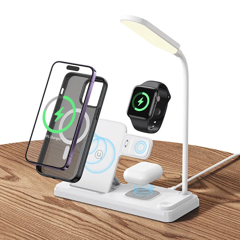 USAMS US-CD195 15W 4 IN 1 Wireless Charging Holder With Table Lamp