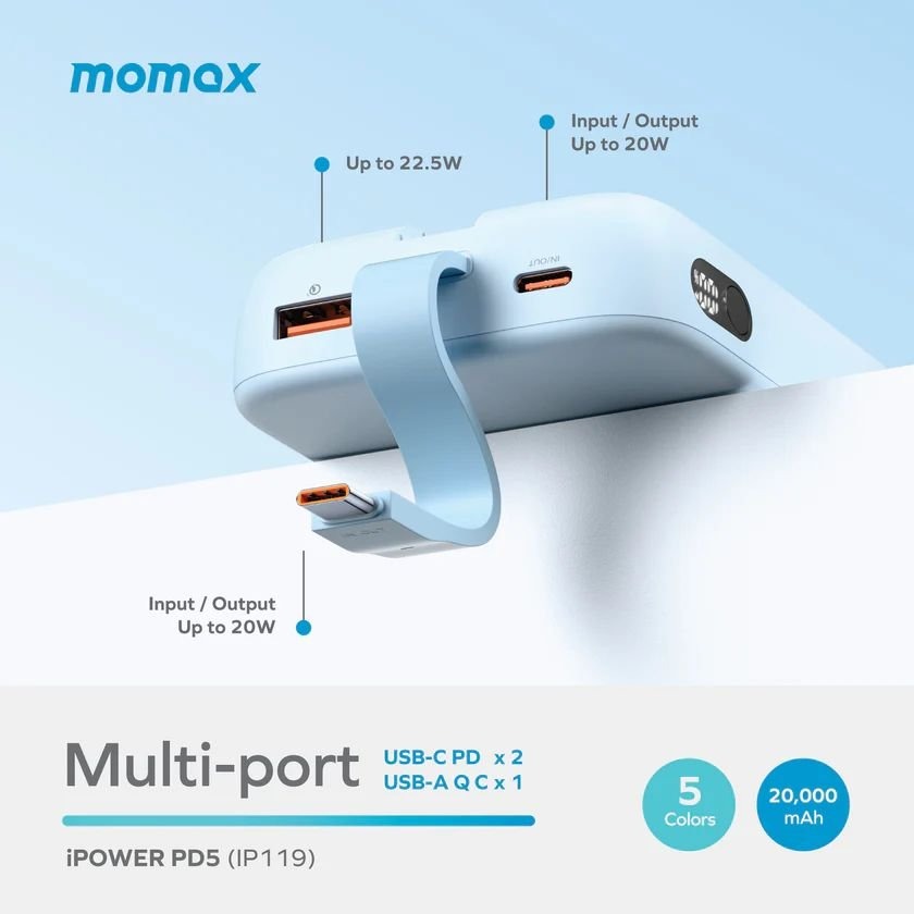Momax iPower PD5 20000mAh 22.5W Power Bank