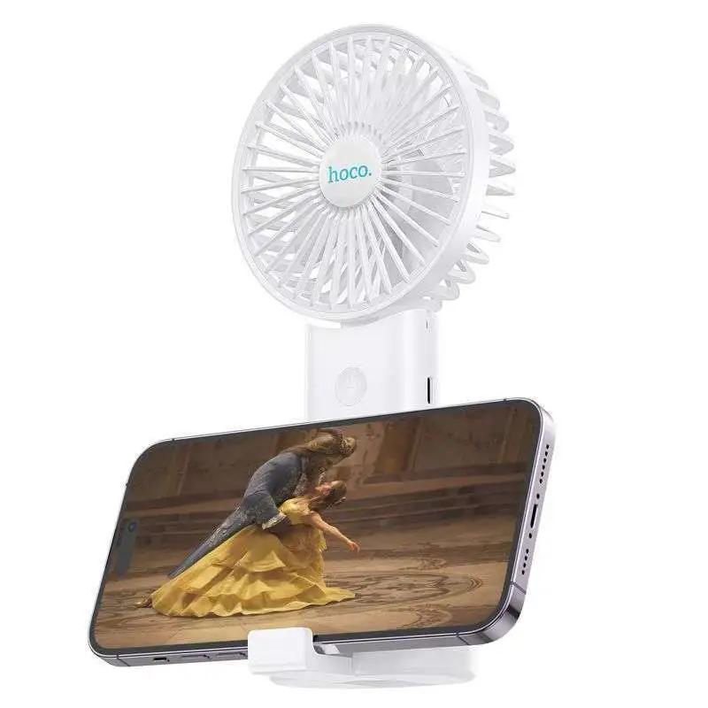 Hoco F15 Rechargeable Handheld Folding Fan with Mobile Phone Holder