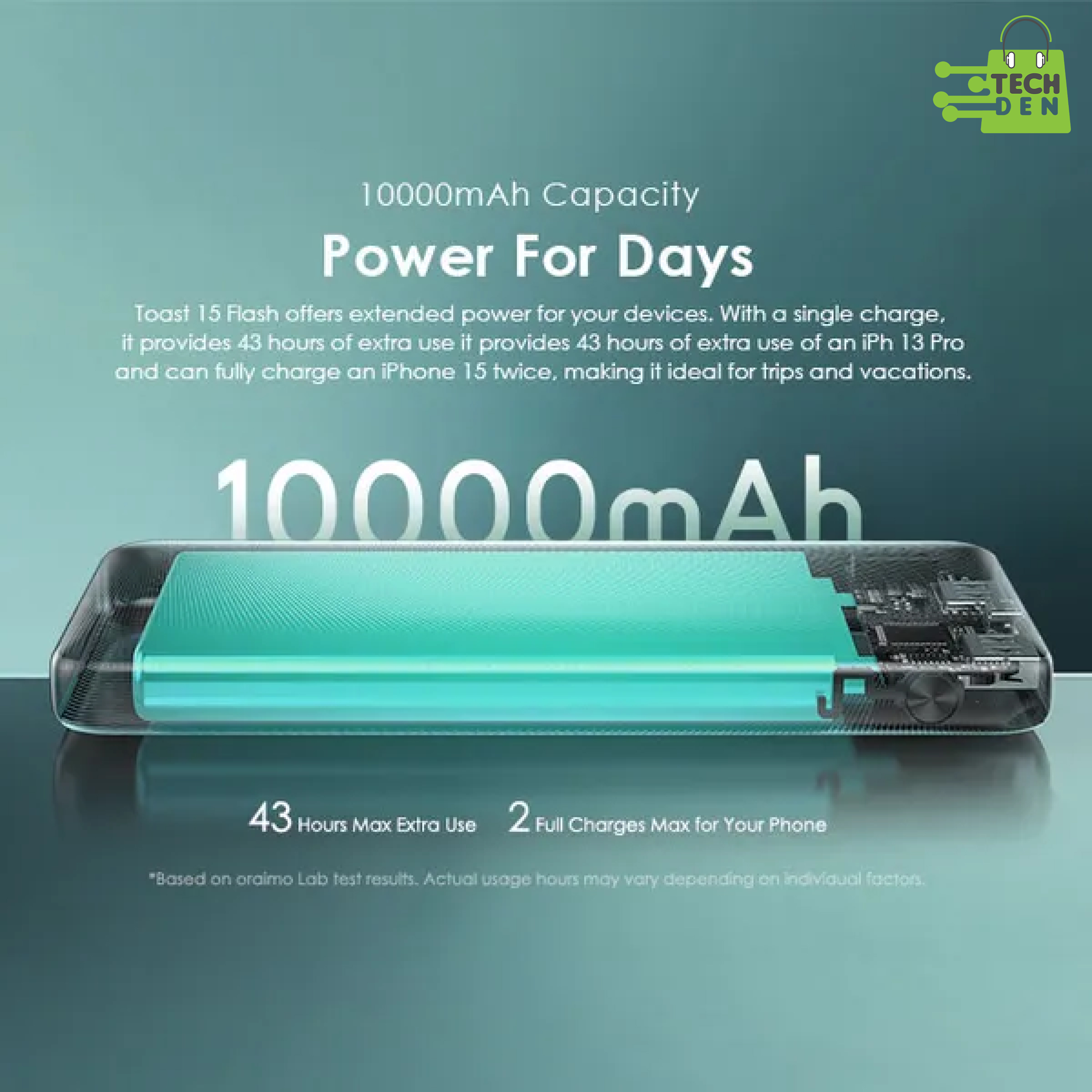 Oraimo Toast 15 Flash 10000mAh Fast Charging Power Bank (OPB-1100D)
