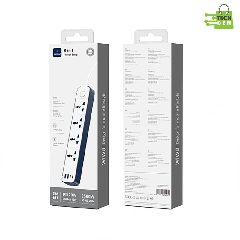 WiWU Wi-S007 PS422 20W GaN 8 in 1 Charging Power Strip