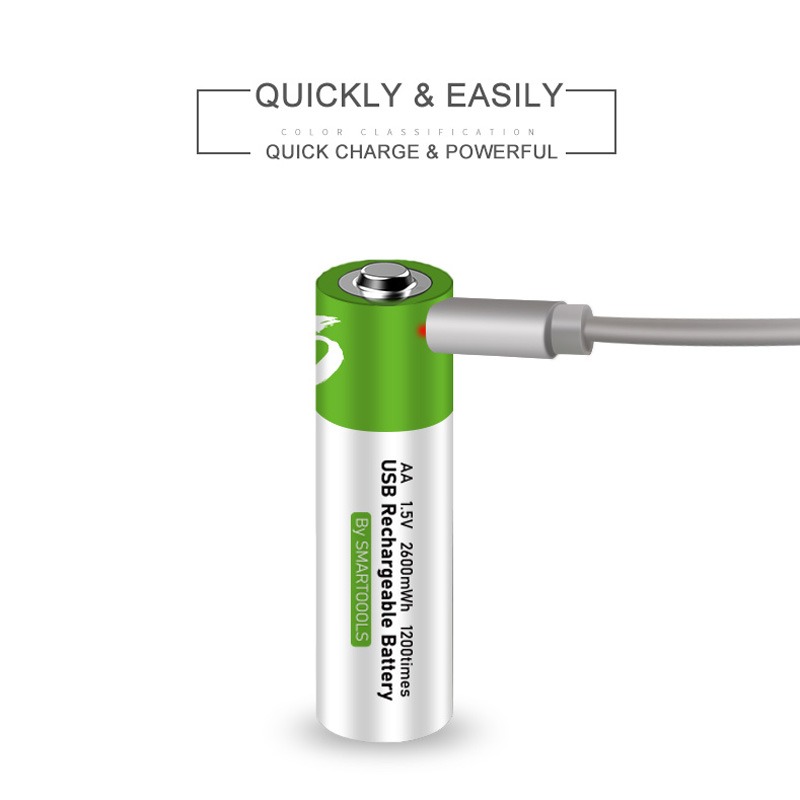 Smartoools 1.5V Type-C Rechargeable Batteries AA (2-Pack) With Type-C Cable