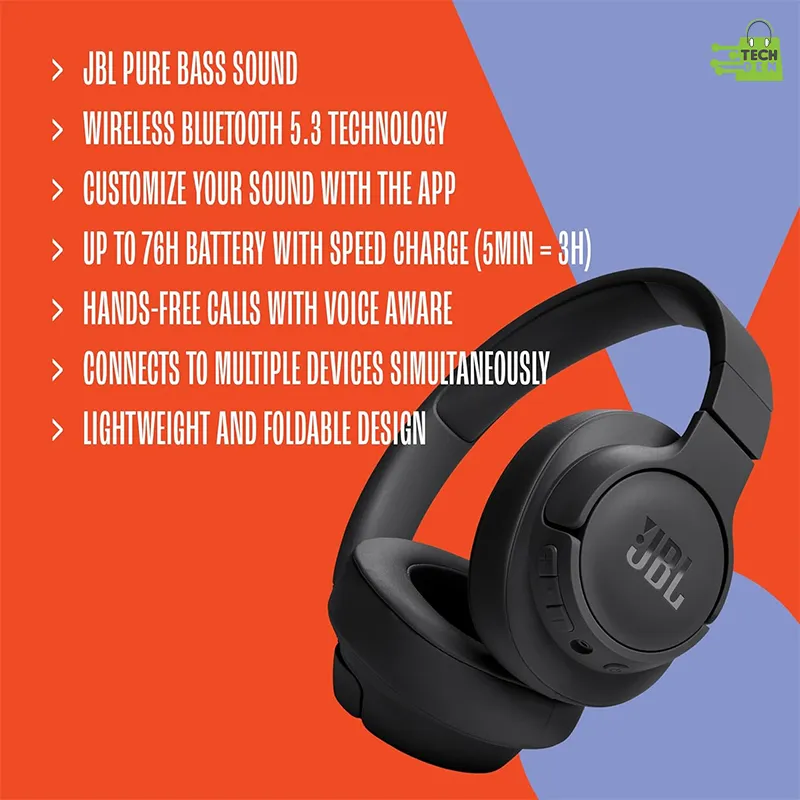JBL Tune 720BT Wireless Over Ear Headphones