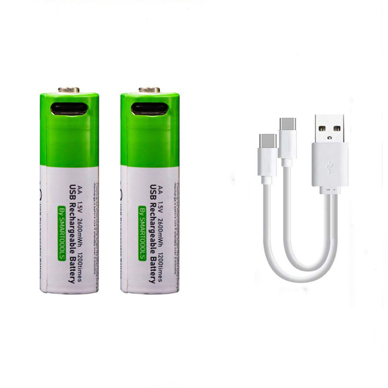 Smartoools 1.5V Type-C Rechargeable Batteries AA (2-Pack) With Type-C Cable
